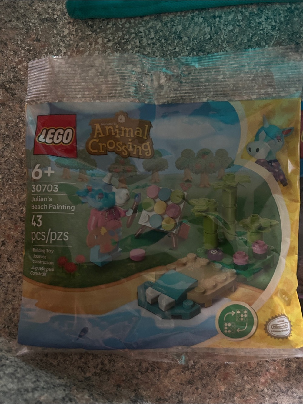 LEGO Animal Crossing Julian Beach Painting Set Pink and Blue Accents